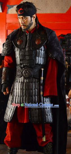 Ancient Korean Palace General Armor Costumes and Headwear Complete Set