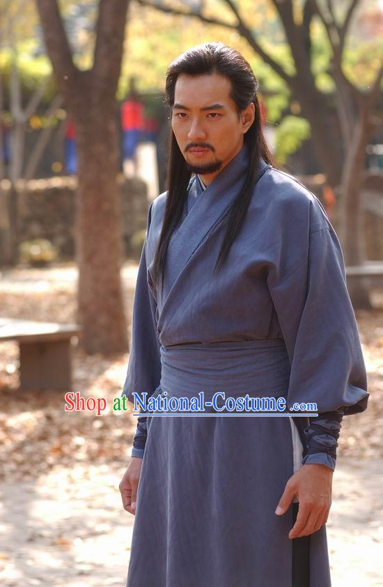 Traditional Korean Swordman Costume and Headwear Complete Set