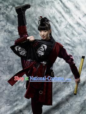 Ancient Korean Black Swordwoman Costumes Complete Set