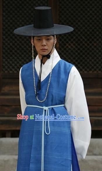 Traditional Korean Male Costumes and Hat Complete Set