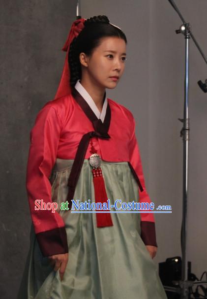 Korean Traditional Hanbok Dresses and Headwear Complete Set for Women