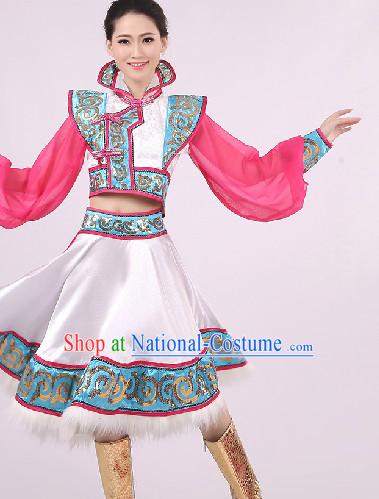 Big Festival Celebration Stage Mongolian Dance Costumes Complete Set for Girls