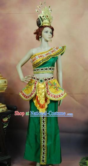 Southeast Asia Traditional Imperial Palace Dance Costumes Complete Set