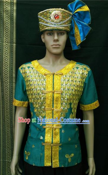 Southeast Asia Traditional Thailand Blouse and Hat for Men