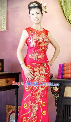 Southeast Asia Traditional Thailand Wedding Outfit for Women