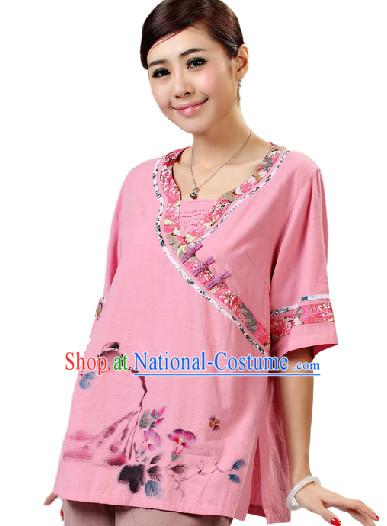 Hands Painted Mandarin Traditional Garment for Women