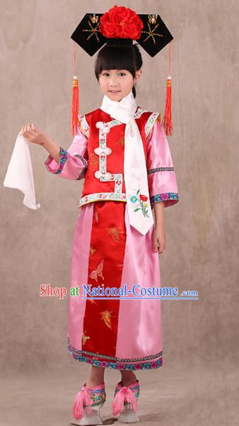 Qing Dynasty Princess Costumes and Headwears for Children