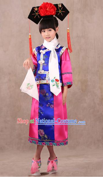 Qing Dynasty Princess Dresses and Headwears for Children