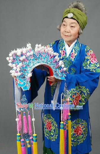 Peking Opera Embroidered Old Woman Costumes Long Robe