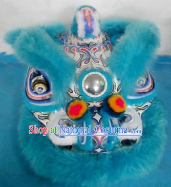 Blue Color Supreme Long Wool Hok San Lion Dance Costume Complete Set