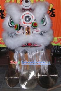 White and Black Ceremonial Fut San Lion Dance Costumes Complete Set