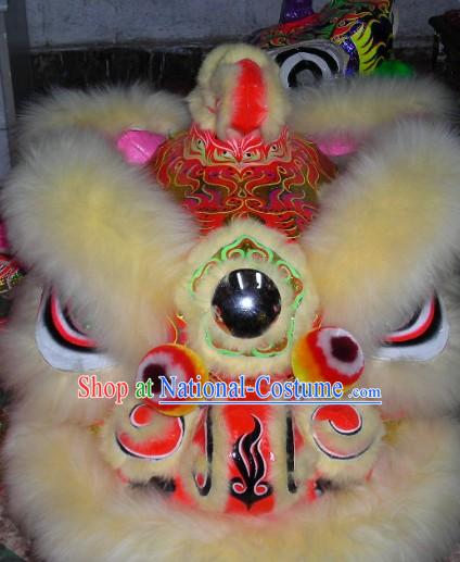 Chinese Lunar New Year Parade Long Wool Lion Dance Costumes Complete Set