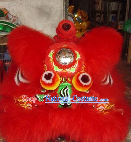 Congratulate on Chinese New Year Ancient Coins Pattern Long Wool Lion Dance Costumes Complete Set