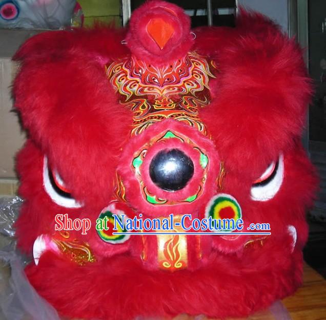 Congratulate on Chinese New Year Red and Gold Top Lion Dance Costumes Complete Set