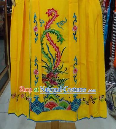 Traditional Chinese Stage Performance Yellow Embroidered Phoenix Hua Dan Skirt