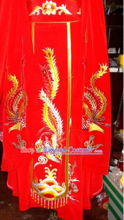 Traditional Chinese Stage Performance Embroidered Phoenix Red Skirt