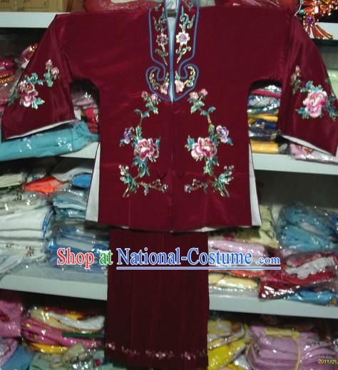 Chinese Peking Opera Embroidered Lao Dan Costumes for Kids