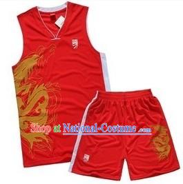 Traditional Red Dragon Dancer T-shirt Set