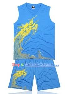 Traditional Blue Dragon Dance Player Dresses