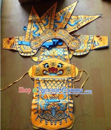 Traditional Chinese Embroidered Dragon Armor Da Kao Costumes Complete Set for Kids