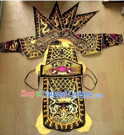 Traditional Chinese Embroidered Dragon Armor Da Kao Costume Complete Set for Kids