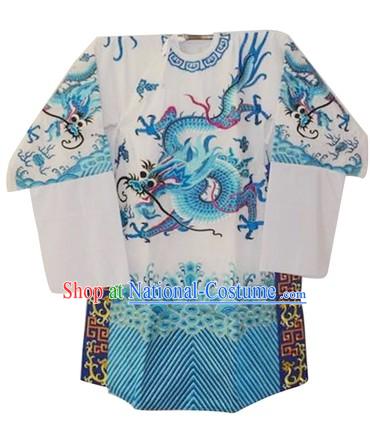 Chinese White Embroidered Dragon Robe