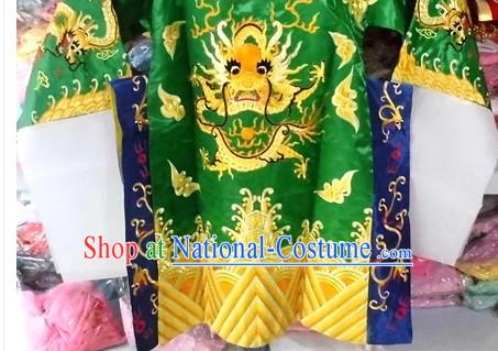 Chinese Peking Opera Guan Gong Guan Yu Green Costumes for Kids