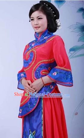 Traditional Chinese High Collar Yangge Dance Costume for Women