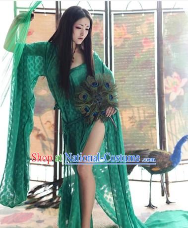 Traditional Chinese Green Tang Dynasty Lady Dress for Women