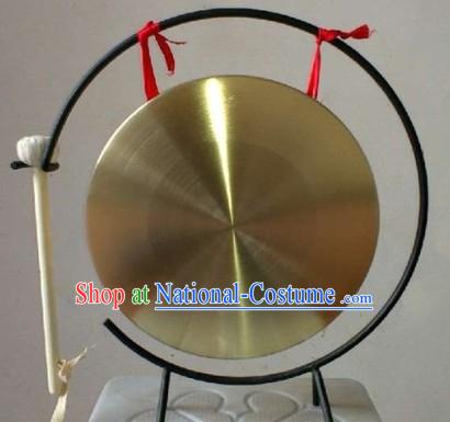 Traditional Chinese Gold Gong and Stand Set