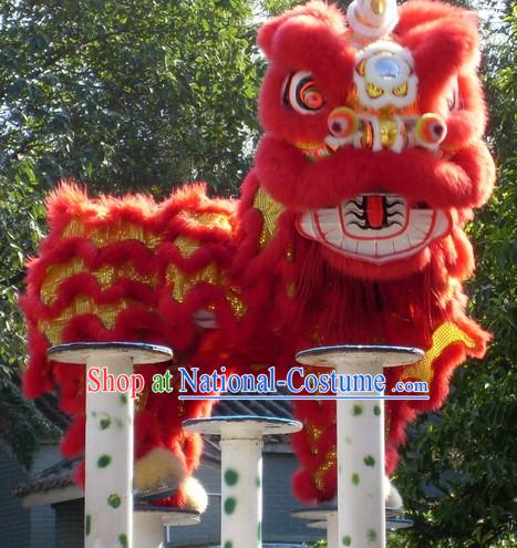 Most Welcome Red Chinese Huang Feihong Master Lion Dance Costumes Complete Set