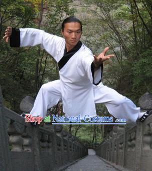 Classic White Long Kung Fu Robe for Men