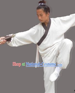 Classic White Long Kung Fu Robe for Men