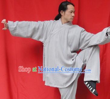 Classic Flax Mandarin Collar Wu Shu Uniform