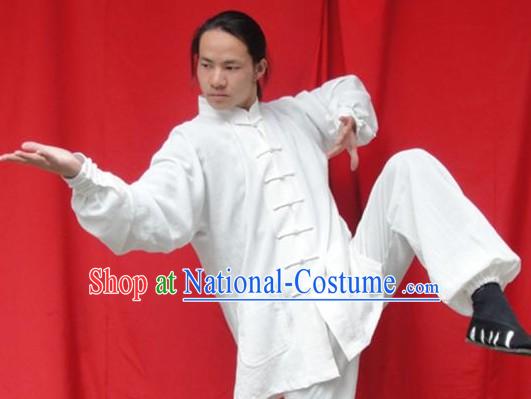 Top Quality White Natural Flax Mandarin Chinese Martial Arts Uniform