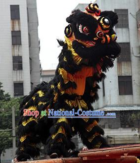 Black and Gold Competition and Parade Lion Dance Costume Complete Set