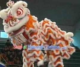 Traditional White and Orange Lion Dance Costume Complete Set