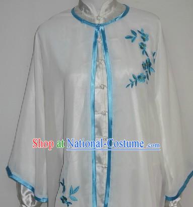 Traditional Chinese Competition and Practice Blouse Pants and Embroidered Flower Veil