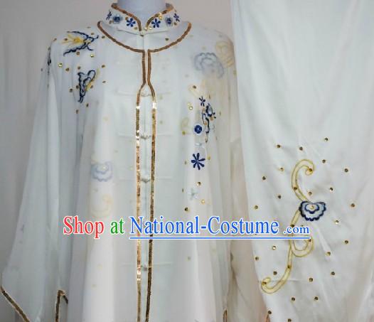 Traditional Chinese Silk Broadcloth Kung Fu Championship Uniform Three Pieces Complete Set