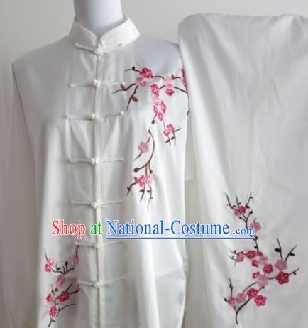 Plum Blossom Embroidery Long Sleeves Wu Shu Uniform Complete Set