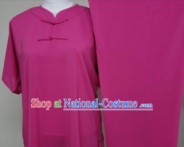 Round Collar One Color Silk Blouse Pants and Belt Martial Arts Clothes Complete Set