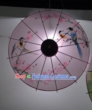 Hands Painted Flower and Bird Traditional Chinese Umbrella Pendant Light