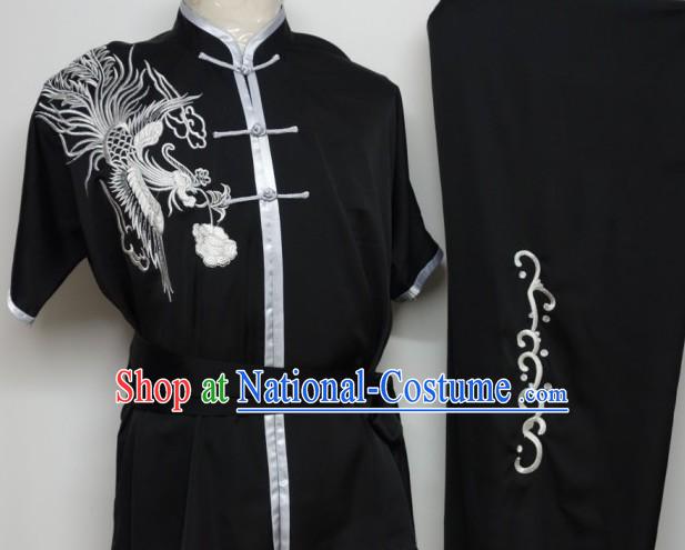 Global Championships Tournament Black Kung Fu Phoenix Embroidery Uniform