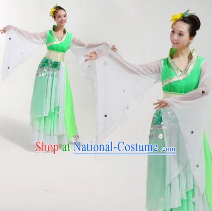 Ancient Chinese Style Classical Dance Costumes and Headwear Complete Set for Women