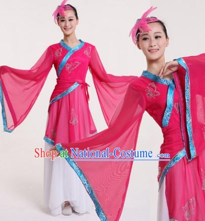 Butterfly Chinese Classical Gu Dian Hanfu Dance Costumes and Hairdress