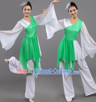 Fan Dance Group Dance Hanfu Costumes and Headwear Complete Set for Women