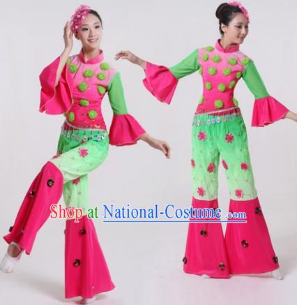 Yangge Dance Group Dance Singing Group Costumes and Headwear Complete Set for Women