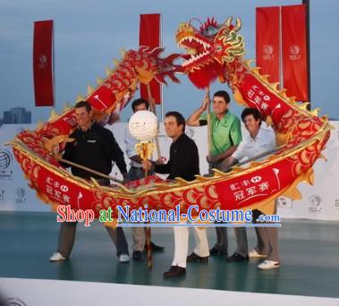 Six People Red Shanghai Dragon Dance Costume Complete Set