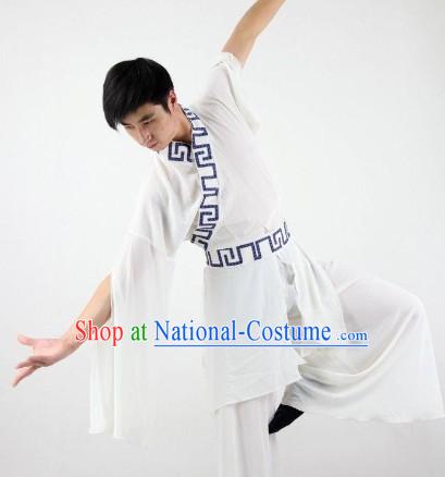 White Wide Sleeves Classical Dance Costumes for Men