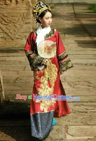 Qing Dynasty Empress Costumes and Headwear Complete Set for Women